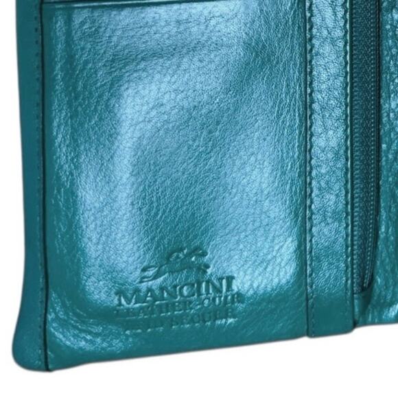 Vintage Mancini Kelly Green Leather Bifold Wallet Magnetic Snap - Picture 6 of 6